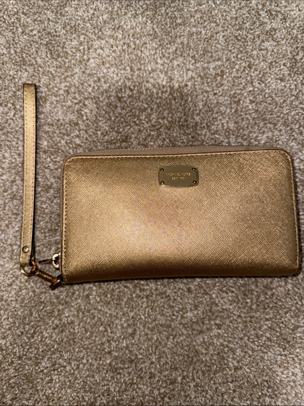 Michael Kors Metallic Gold Zip-Around Wristlet Wallet
